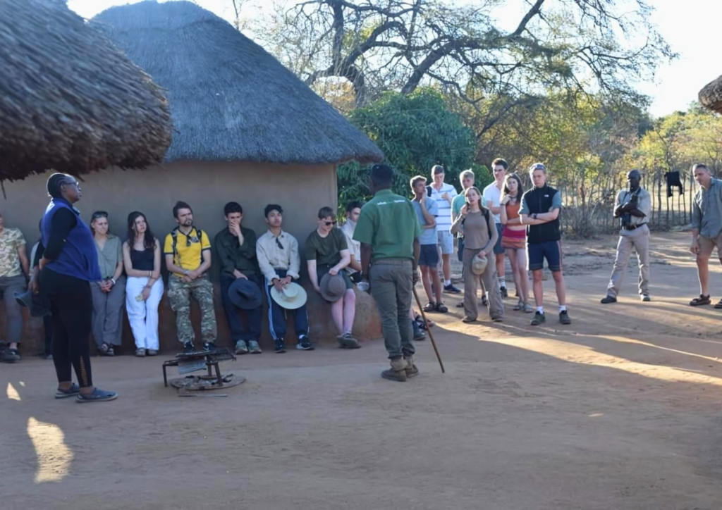 A group of students in a village near Matobo National Park